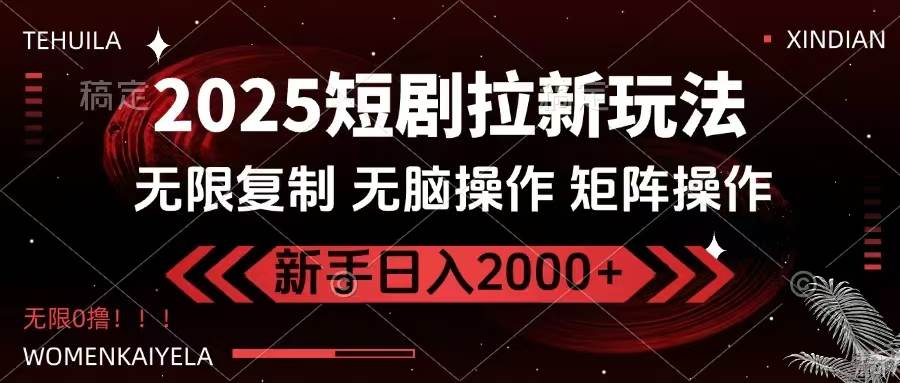 （14429期）2025短剧拉新玩法，无需注册登录，无限0撸，无脑批量操作日入2000+-讯领网创
