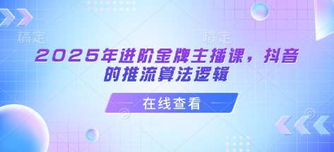 2025年进阶金牌主播课，抖音的推流算法逻辑-讯领网创
