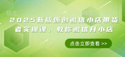 2025新版原创微信小店带货者实操课，教你微信开小店-讯领网创
