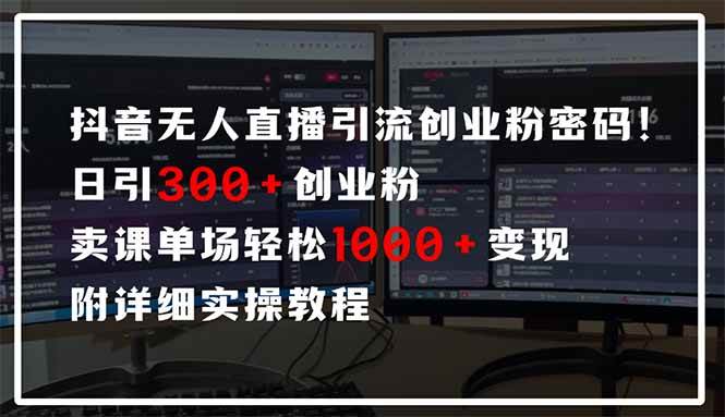 （14564期）抖音无人直播引流密码！日引300+创业粉 单场轻松1000+变现 附详细实操教程-讯领网创