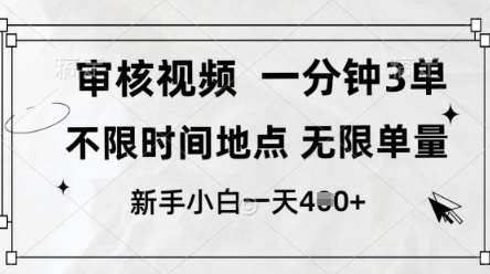 审核视频，10秒一单，不限时间，不限单量，新人小白一天4张+【揭秘】-讯领网创