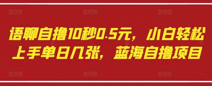 语聊自撸10秒0.5元，小白轻松上手单日几张，蓝海自撸项目-讯领网创