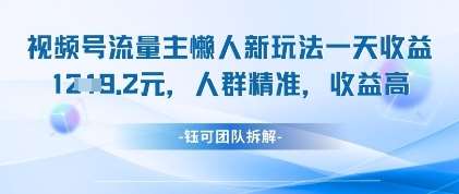 视频号流量主懒人新玩法，一天收益1k，人群精准收益高-讯领网创