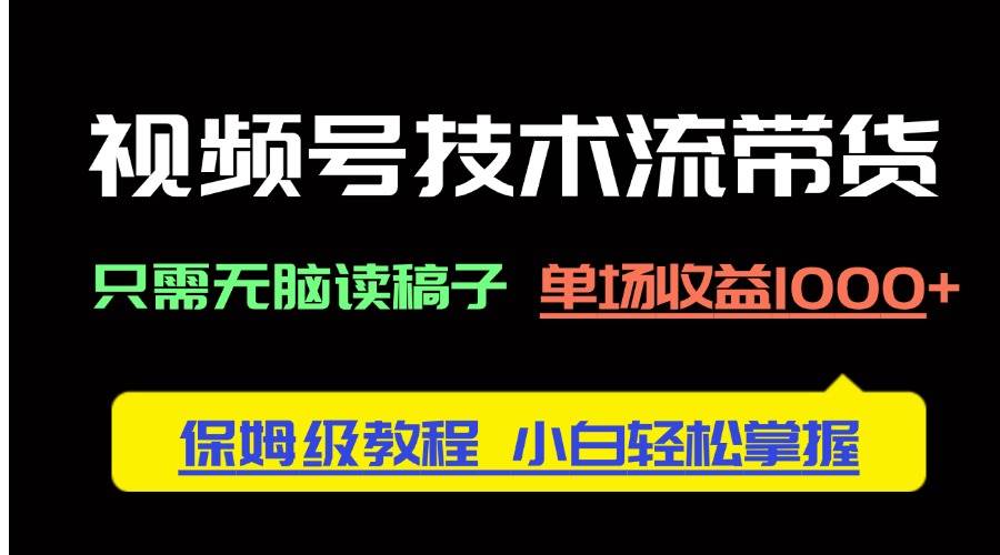 （14476期）视频号技术流带货，只需无脑读稿子，单场收益1000+ 保姆级教程，小白轻…-讯领网创