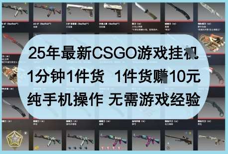 25年最新CSGO游戏挂G，1分钟1件货，1件货挣10元，纯手机操作，无需游戏经验【揭秘】-讯领网创
