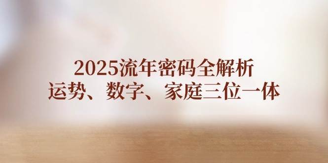 2025流年密码全解析，运势、数字、家庭三位一体-讯领网创