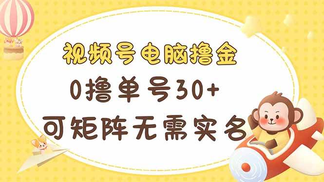 （14220期）视频号电脑撸金 0撸单号30+ 可矩阵 无需实名多号多得-讯领网创