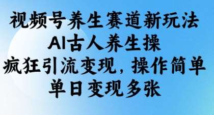 视频号养生赛道新玩法，AI古人养生操，疯狂引流变现，操作简单，单日变现多张-讯领网创