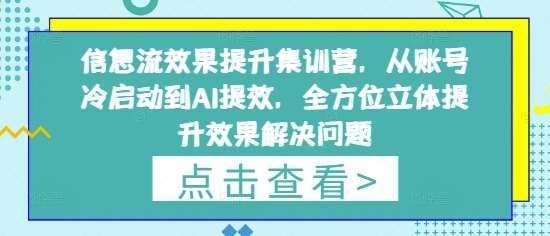 信息流效果提升集训营，从账号冷启动到AI提效，全方位立体提升效果解决问题-讯领网创
