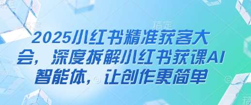 2025小红书精准获客大会，深度拆解小红书获课AI智能体，让创作更简单-讯领网创