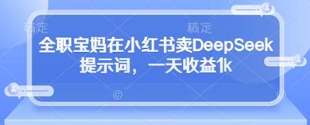 全职宝妈在小红书卖DeepSeek提示词，一天收益1k-讯领网创