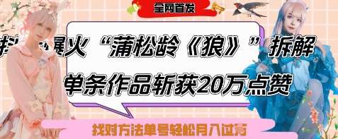 爆火“蒲松龄《狼》”实战拆解，仅6条作品涨粉24W，单条作品收获20W点赞，找对方法轻松起号月入过W-讯领网创