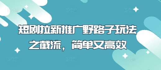 短剧拉新推广野路子玩法之截流，简单又高效-讯领网创