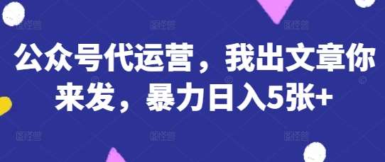 公众号代运营，我出文章你来发，暴力日入5张+【揭秘】-讯领网创