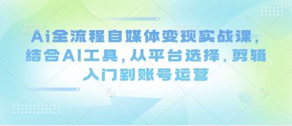 Ai全流程自媒体变现实战课，结合AI工具，从平台选择、剪辑入门到账号运营-讯领网创