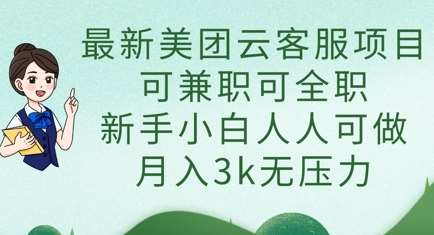 最新美团云客服项目，可兼职可全职，新手小白人人可做，月入3k无压力-讯领网创