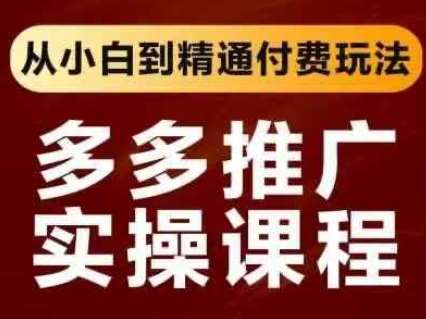 拼多多推广实操课程，从小白到精通付费玩法-讯领网创