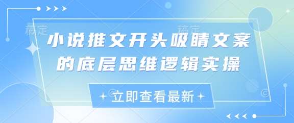 小说推文开头吸睛文案的底层思维逻辑实操-讯领网创