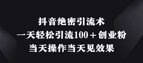抖音绝密引流术，一天轻松引流100+创业粉，当天操作当天见效果-讯领网创