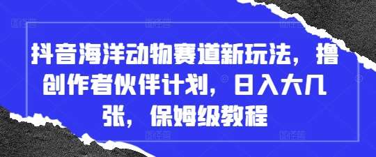 抖音海洋动物赛道新玩法，撸创作者伙伴计划，日入大几张，保姆级教程-讯领网创