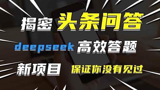 （14480期）头条问答，刚出的新玩法！保证你没见过！用DeepSeek去高效答题，一个账…-讯领网创
