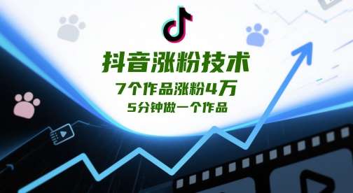 抖音涨粉技术，7个作品涨粉4W，5分钟做一个作品-讯领网创