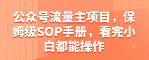 公众号流量主项目，保姆级SOP手册，看完小白都能操作-讯领网创
