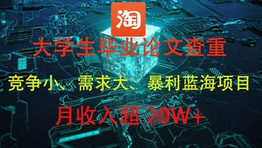 大学生毕业论文查重，暴利蓝海项目，月收入过1W+-讯领网创