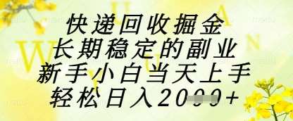 快递回收掘金项目，长期稳定的副业，新手小白当天上手，轻松日入1k+【揭秘】-讯领网创