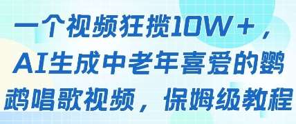 一个视频狂揽10W+点赞，AI生成中老年喜爱的鹦鹉唱歌视频，保姆级教程，轻松挣取创作者分成-讯领网创