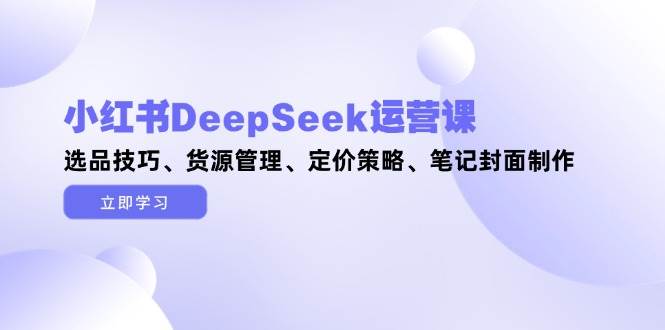 （14748期）小红书DeepSeek运营课，选品技巧、货源管理、定价策略、笔记封面制作-讯领网创