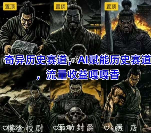 抖音奇异历史赛道，AI赋能历史赛道，流量收益嘎嘎香，狂撸伙伴计划-讯领网创