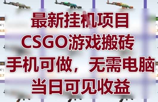 最新挂G项目，CSGO游戏搬砖，手机可做，无需电脑，当日见收益【揭秘】-讯领网创