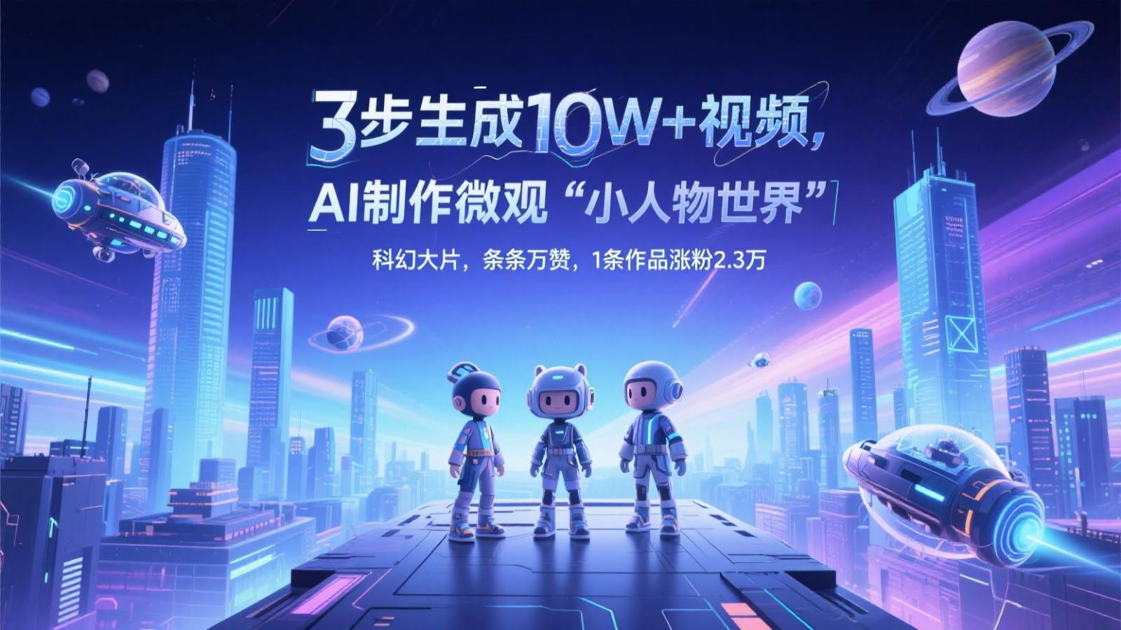 三步生成10W+视频，AI制作微观“小人物世界”科幻大片，条条万赞，1条作品涨粉2.3万-讯领网创