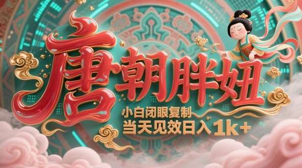 用AI克隆“唐朝胖妞”日更3条，平台疯狂推流，小白闭眼复制，当天见效，日入1k+-讯领网创