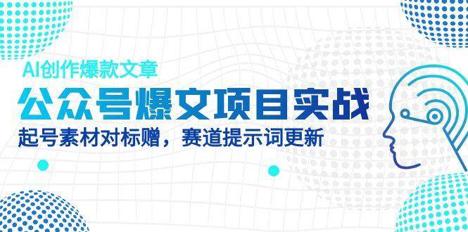 （14709期）公众号爆文项目实战，AI创作爆款文章，起号素材对标赠（附赛道AI提示词）-讯领网创