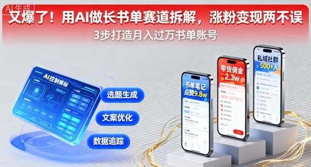 又爆了！用AI做长书单赛道拆解，涨粉变现两不误-讯领网创