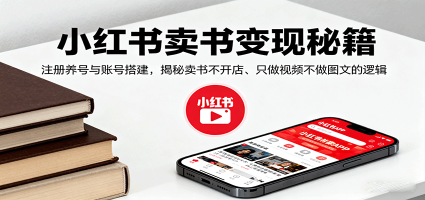 小红书卖书变现秘籍，注册养号与账号搭建，揭秘卖书不开店、只做视频不做图文的逻辑-讯领网创