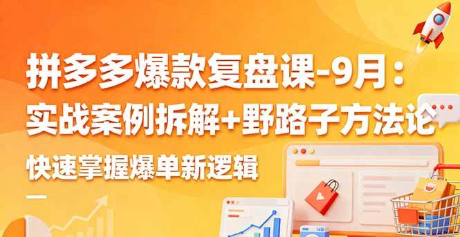 （16176期）拼多多爆款复盘课-9月：实战案例拆解+野路子方法论，快速掌握爆单新逻辑-讯领网创