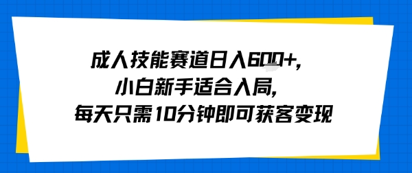 成人技能赛道日入多张，小白新手适合入局，每天只需10分钟即可获客变现-讯领网创