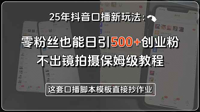 （15384期）25年抖音口播新玩法：零粉丝也能日引500+创业粉，不出镜拍摄保姆级教程…-寒山客