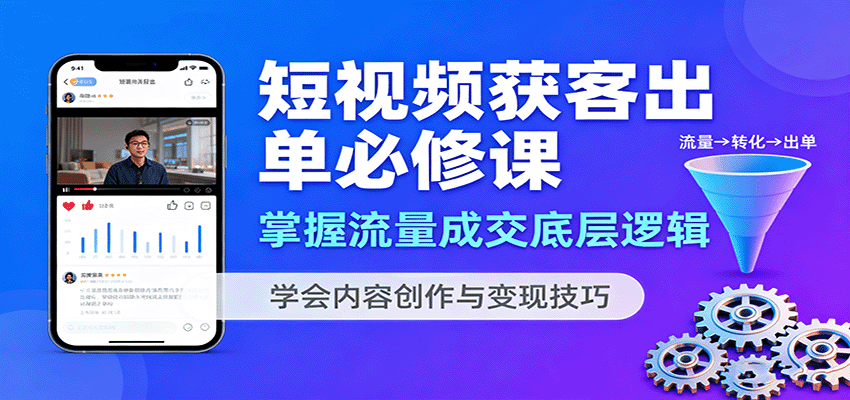 短视频获客出单必修课：掌握流量成交底层逻辑，学会内容创作与变现技巧-讯领网创