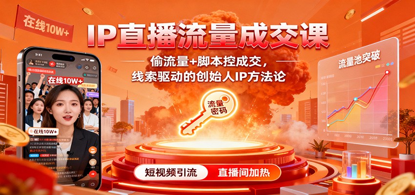 IP直播流量成交课：偷流量+脚本控成交，线索驱动的创始人IP方法论-讯领网创