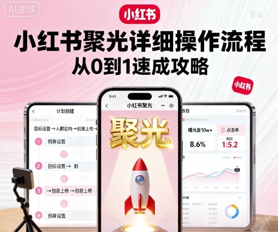 小红书聚光详细操作流程，小红书聚光从0到1速成攻略-讯领网创
