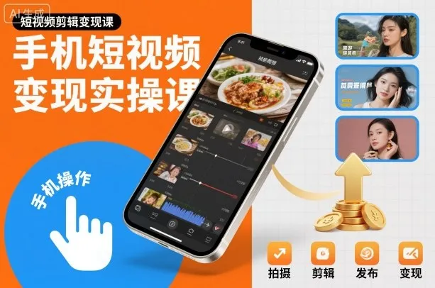 手机短视频变现实操课，短视频剪辑变现课-讯领网创
