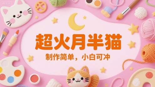 超火月半猫，制作简单，小白可冲-讯领网创