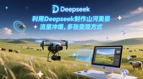 利用Deepseek制作山河美景，流量冲爆，多张变现方式-讯领网创