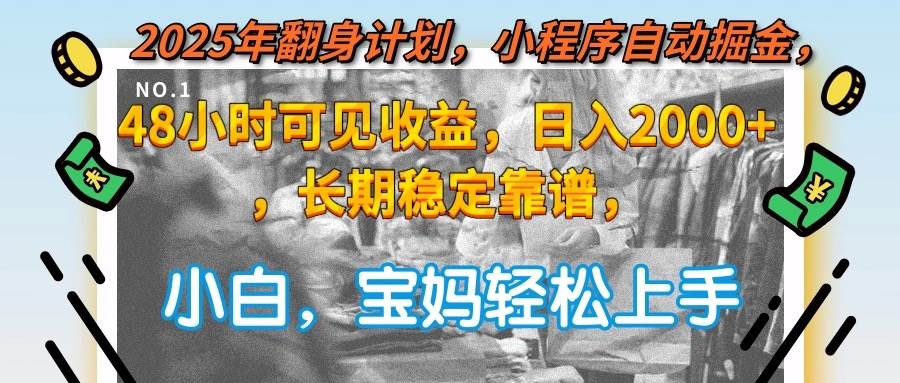 （15082期）2025年翻身计划，小程序自动掘金48小时可见收益，日入2000+，长期稳定…-讯领网创