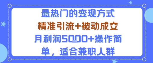 小众赛道玩法：当下最热门的变现方式，精准引流+被动成交月利润5k+操作简单，适合兼职人群-讯领网创