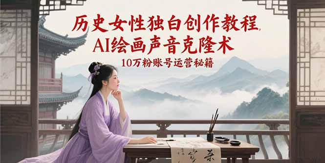 （15186期）历史女性独白创作教程，AI绘画声音克隆术，10万粉账号运营秘籍-讯领网创